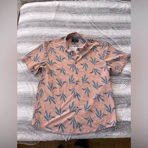 Nickel and Iron Palm Print Button Down Hawaiian Beach Shirt size XL